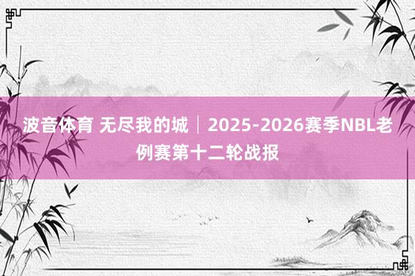 波音体育 无尽我的城│2025-2026赛季NBL老例赛第十二轮战报