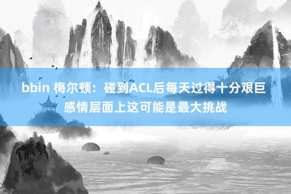 bbin 梅尔顿：碰到ACL后每天过得十分艰巨 感情层面上这可能是最大挑战