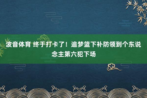 波音体育 终于打卡了！追梦篮下补防领到个东说念主第六犯下场