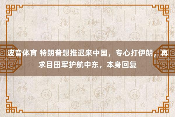 波音体育 特朗普想推迟来中国，专心打伊朗，再求目田军护航中东，本身回复
