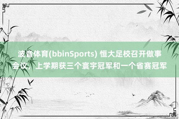 波音体育(bbinSports) 恒大足校召开做事会议，上学期获三个寰宇冠军和一个省赛冠军