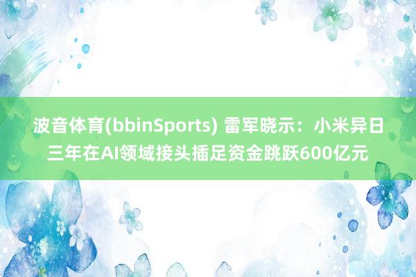 波音体育(bbinSports) 雷军晓示：小米异日三年在AI领域接头插足资金跳跃600亿元