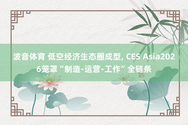 波音体育 低空经济生态圈成型, CES Asia2026笼罩“制造-运营-工作”全链条