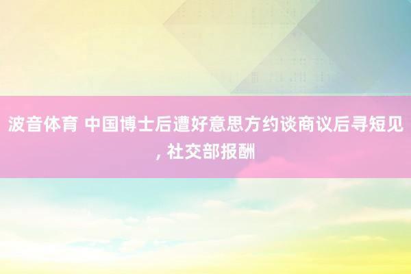波音体育 中国博士后遭好意思方约谈商议后寻短见, 社交部报酬