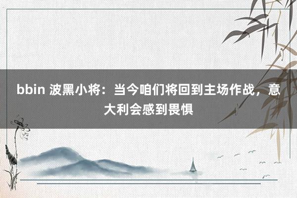 bbin 波黑小将：当今咱们将回到主场作战，意大利会感到畏惧