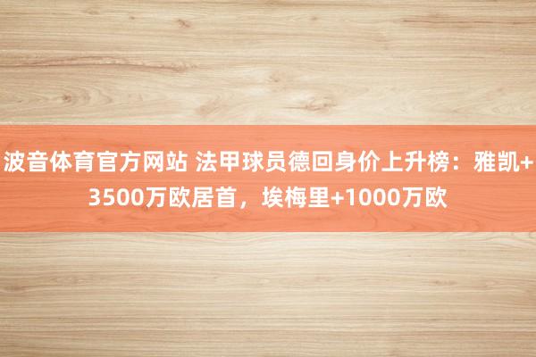 波音体育官方网站 法甲球员德回身价上升榜：雅凯+3500万欧居首，埃梅里+1000万欧