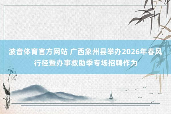 波音体育官方网站 广西象州县举办2026年春风行径暨办事救助季专场招聘作为