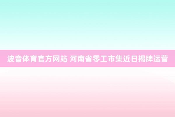 波音体育官方网站 河南省零工市集近日揭牌运营