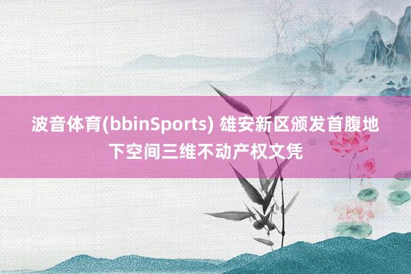 波音体育(bbinSports) 雄安新区颁发首腹地下空间三维不动产权文凭