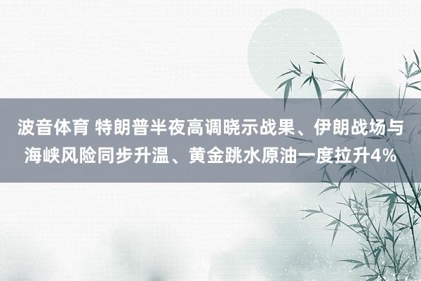 波音体育 特朗普半夜高调晓示战果、伊朗战场与海峡风险同步升温、黄金跳水原油一度拉升4%