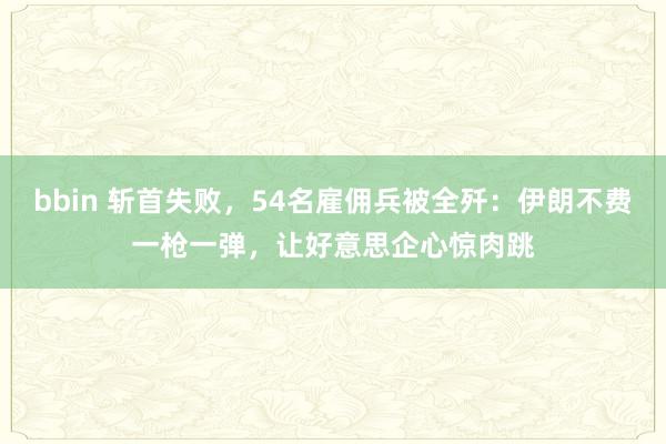 bbin 斩首失败，54名雇佣兵被全歼：伊朗不费一枪一弹，让好意思企心惊肉跳