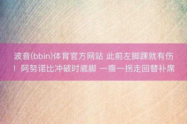 波音(bbin)体育官方网站 此前左脚踝就有伤！阿努诺比冲破时崴脚 一瘸一拐走回替补席
