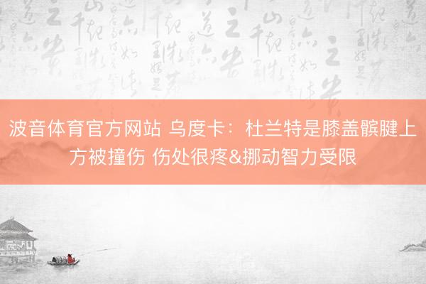 波音体育官方网站 乌度卡：杜兰特是膝盖髌腱上方被撞伤 伤处很疼&挪动智力受限