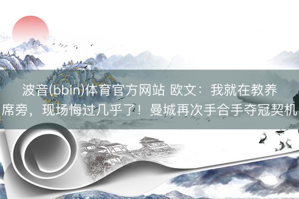 波音(bbin)体育官方网站 欧文：我就在教养席旁，现场悔过几乎了！曼城再次手合手夺冠契机