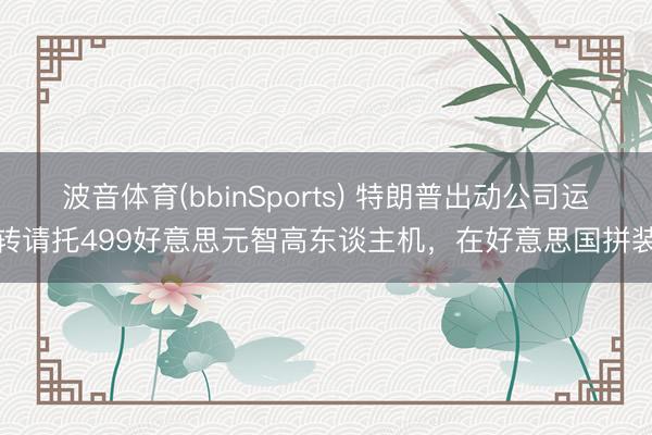 波音体育(bbinSports) 特朗普出动公司运转请托499好意思元智高东谈主机，在好意思国拼装