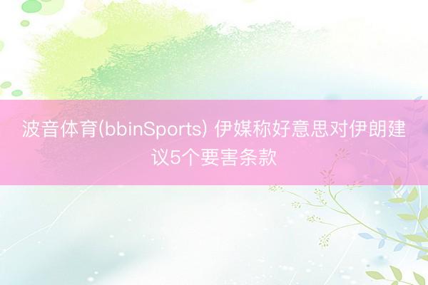 波音体育(bbinSports) 伊媒称好意思对伊朗建议5个要害条款