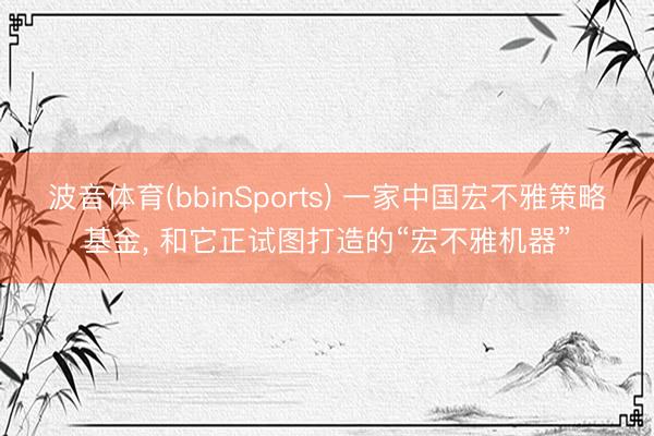 波音体育(bbinSports) 一家中国宏不雅策略基金， 和它正试图打造的“宏不雅机器”